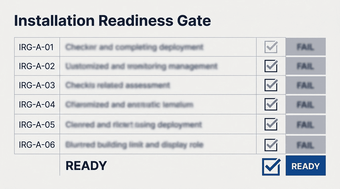 Installation Readiness Gate excerpt, cropped and anonymized
