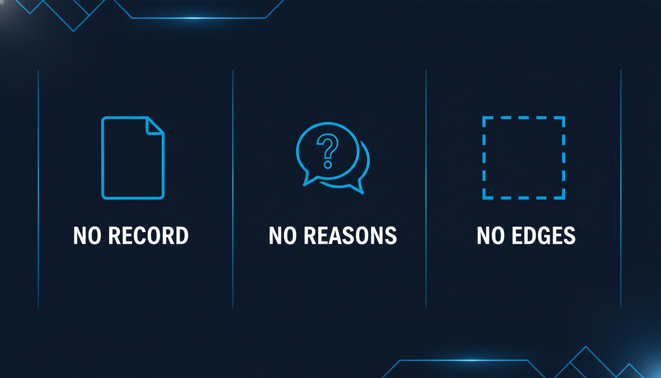 Three reasons a decision reopens: no record, no reasons, no edges